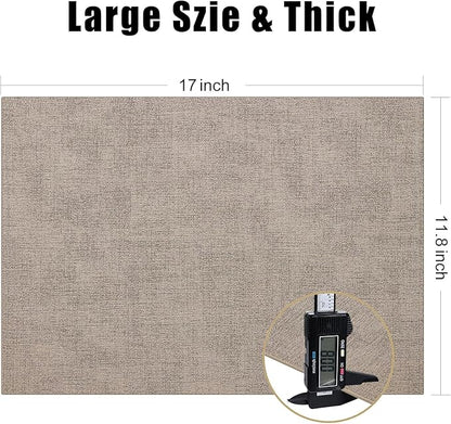 Homaxy Faux Leather Heat Resistant Placemats for Dining Table Set of 6, Waterproof Wipeable Washable PU Table Mats, Easy to Clean Anti-Slip Place Mats, 11.8" x 17", Light Brown