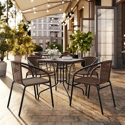 Flash Furniture Lila Medium Brown Rattan Indoor-Outdoor Restaurant Stack Chair - Image 6