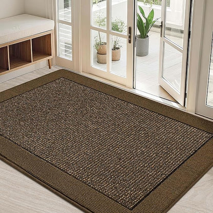 BEQHAUSE Indoor Door Mat 32" x 48", Dirt Trapper Door Mats Non-Slip Entryway Rugs Washable, Resist Dirt Absorbent Welcome Mat, Low Profile Floor Mats for Front Back Door and Entryway, Brown