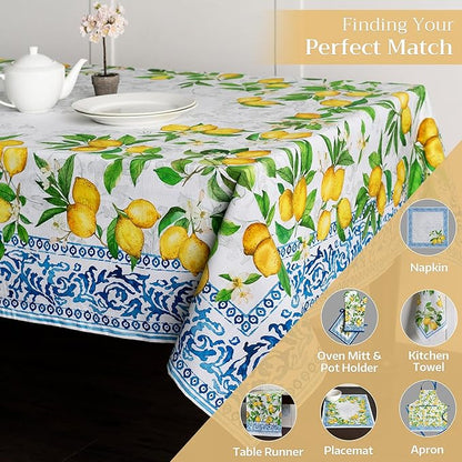 Maison d' Hermine Table Cloth Rectangle Table 100% Cotton 60 x 90 Inches Tablecloth Reusable Decorative Everyday Use for Dining Room, Farmhouse, Home, Party, Festive & Wedding Spring Summer - Cedrat