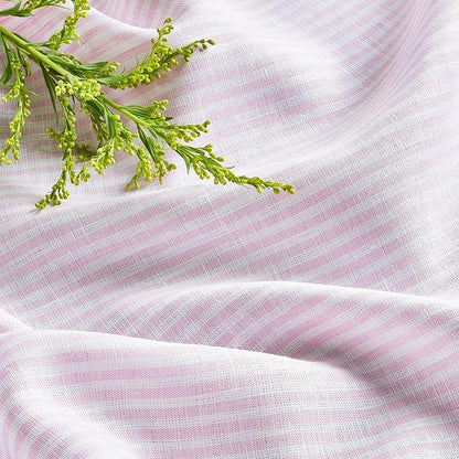 Solino Home Linen Table Runner 60 Inches - Narrow Stripe 100% Pure Linen Pink and White Farmhouse Table Runner 14 x 60 Inch Ideal for Dresser and Coffee Tables, Valentines, Spring, Easter