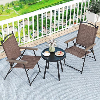 GIANTEX Set of 4 Patio Folding Chairs, Outdoor Patio Dining Chairs w/Armrest - Image 9