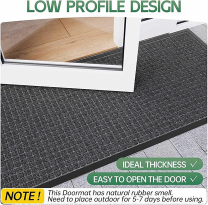 Front Door Mat Outside Entrance, 6' x 3' Heavy Duty Indoor Outdoor Door Mats for Entryway, All Season Weather Outdoor Doormat, Natural Rubber Non Slip Welcome Mats for Front Door