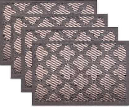 Vinyl Placemats Set of 4, Easy to Clean Plastic Washable Table Mats Heat-Resistant Placemats for Dinner Table (Brown)