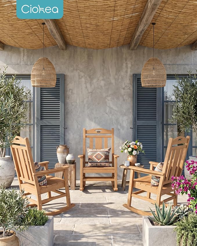 Oversized Outdoor Rocking Chairs Set of 8, 380lbs Heavy-Duty Large Patio Rocker - Image 9