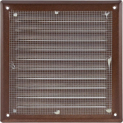 Square Ventilation Grille / 6" x 6" Inch Inside Measurement/Brown Metal Air Vent Louver - Inside/Outside use - / 7.7" x 7.7" Inch Outer Measurement