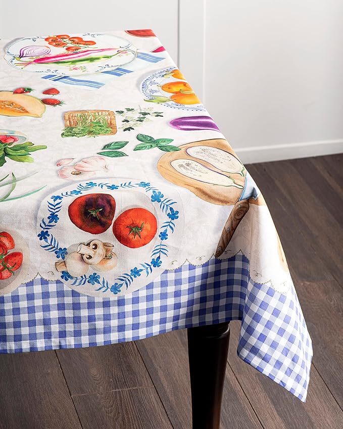 Maison d' Hermine Table Cloth Rectangle Table 100% Cotton 60 x 108 Inches Tablecloth Reusable Decorative Everyday Use for Dining Room, Farmhouse, Home Party, Festive & Wedding Spring Summer - Gourmand