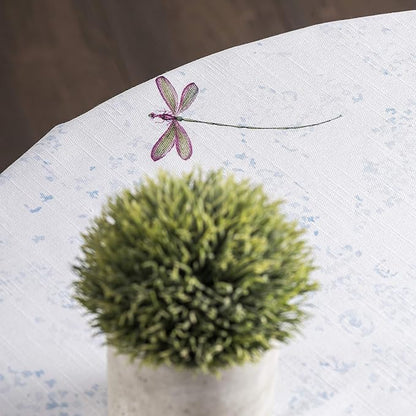 Maison d' Hermine Table Cloth Round Table 100% Cotton 69 Inches Tablecloth Reusable Decorative Everyday Use for Dining Room, Farmhouse, Home, Party, Festive & Wedding Spring Summer - Fleurs De Mai