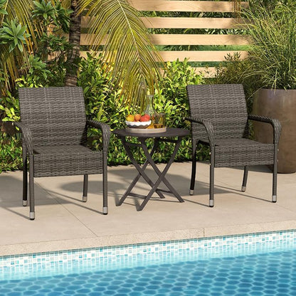 Yaheetech Set of 2 Stackable Outdoor Rattan Dining Chairs, All-Weather Firepits - Image 5