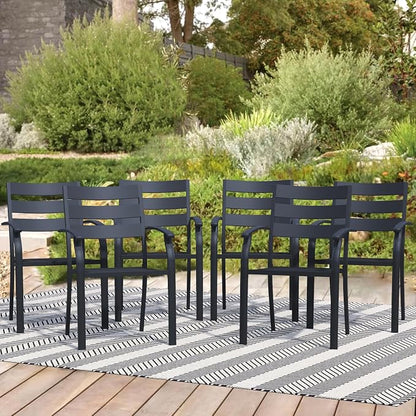 Patio Dining Chairs Set of 6, Metal Patio Furniture Set by Home