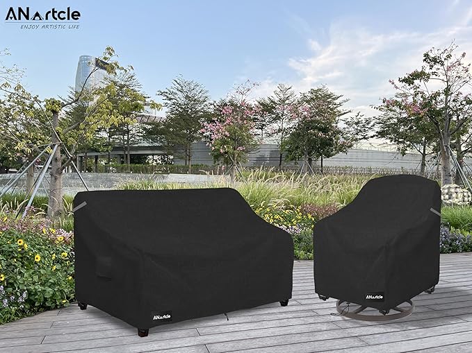 3-Seater Patio Sofa Cover,76W x 32.5D x 33H Inches Outdoor Couch Cover,100% Waterproof Heavy Duty Patio Sofa Covers,Patio Furniture Covers,Black