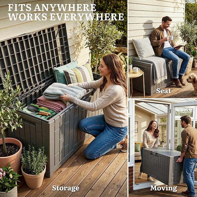YITAHOME 60 Gallon Outdoor Storage Box w/Slide-Locking Lid | Large Water - Image 7
