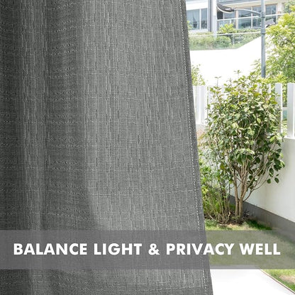 Linen Outdoor Curtains for Patio Waterproof 4 Pcs 54x95 In Light Grey | Light - Image 5