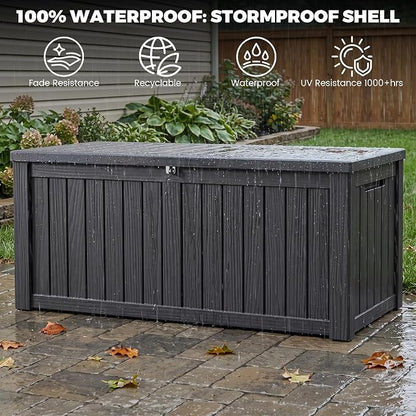 Outdoor Storage Box, 150 Gallon Waterproof Deck Box, Piston-Assisted Resin Trunk - Image 5