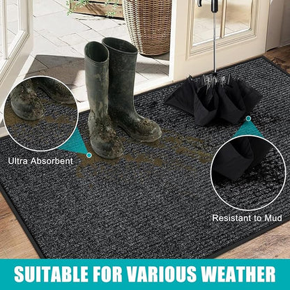 Azadx 3'x4' Front Door Mat Heavy Duty Indoor Outdoor Door Mat Non-Slip Backing Doormat for Entryway Stain and Fade Resistant Commercial Floor Mats Entry Mat Low Profile Welcome Door Mats