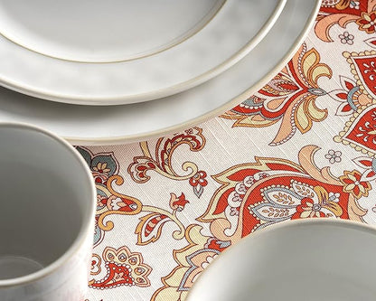 Maison d' Hermine Table Cloth Round Table 100% Cotton 63 Inches Fall Tablecloth Reusable Everyday Use for Thanksgiving Christmas Decorations Dining Farmhouse Party (Cachemire)