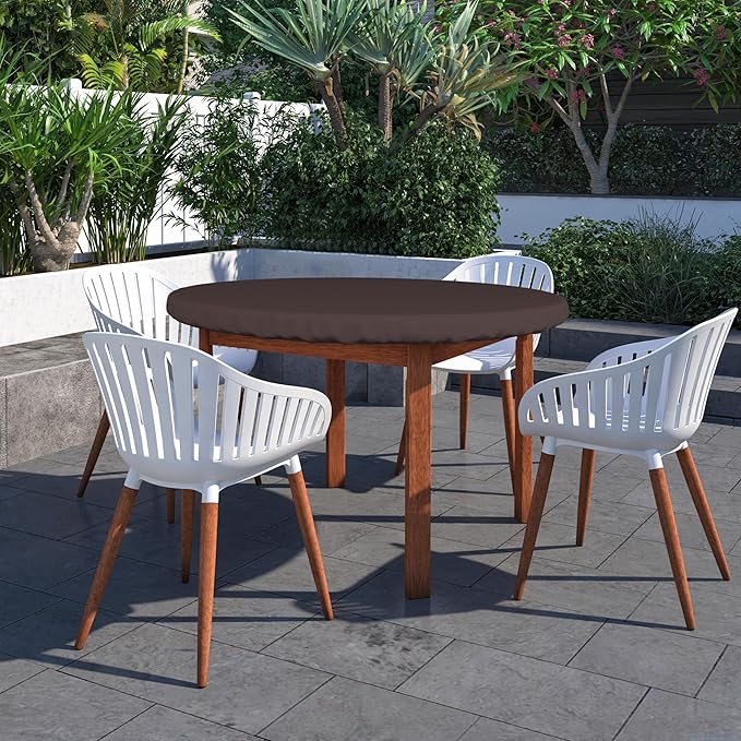 Covers & All Round Table Top Cover, 18 Oz Heavy Duty Waterproof UV & Weather Resistant Patio Table Cover, Outdoor Table Cover for Patio Outdoor Furniture & Coffee Table (54" Dia x 4 H Inches, Coffee)