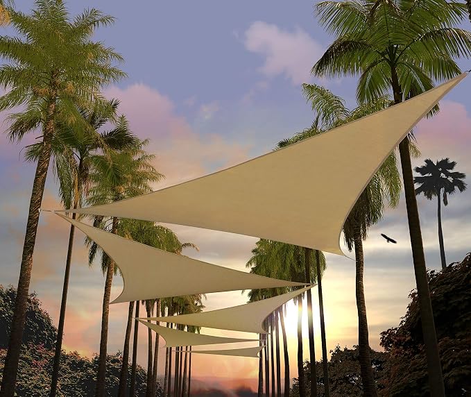 Amgo Custom Size 16' x 16' x 16' Sand Beige Triangle Sun Shade Sail UPF50+ by Amgo