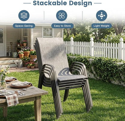 DIFY Patio Chairs Set of 4, Stackable Outdoor Dining Chairs Set - Image 4