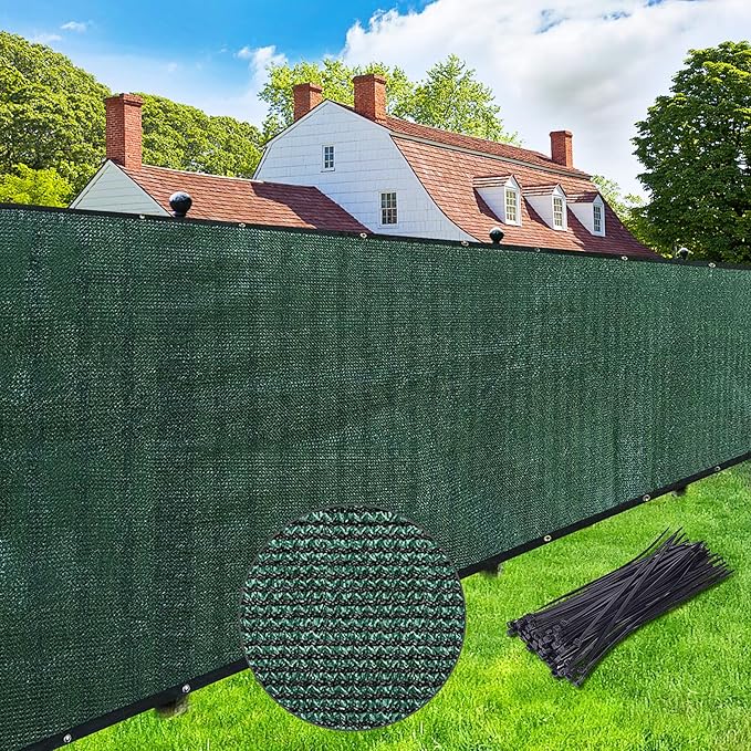 UPGRADE Fence Privacy Screen 8' x 50' Fence Commercial Shade Cover with Brass Grommets Heavy Duty Perfect for Outdoor Back Yard-Dark Green, Customizable