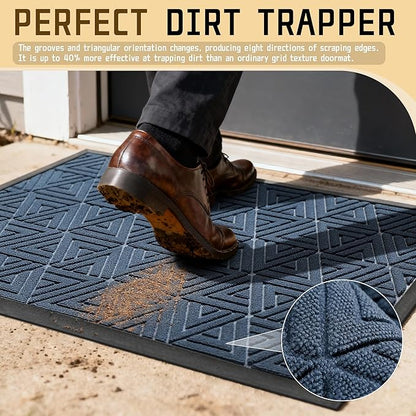 Yimobra Large Door Mat 36x24, All-Weather Waterproof Non-Slip Welcome Matt Outdoor, Heavy Duty Non Slip Doormat for Entryway for Patio and Garage Indoor, Easy Clean, Blue