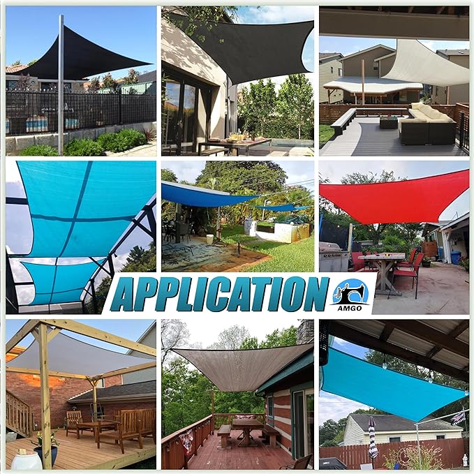 Amgo Custom Size 6' x 22' White Rectangle Square Sun Shade Sail UPF50+ - Image 4