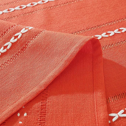 Chassic 60 x 84 inches Farmhouse Style Linen tablecloths, Wrinkle Resistant Washable Dining Room Table Cloths for Rectangle Tables - Hemstitch Maple Orange
