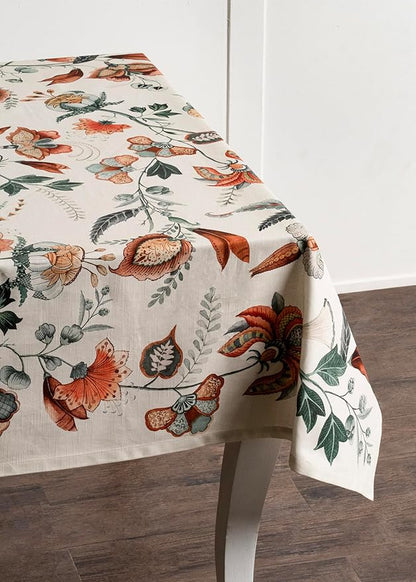 Maison d' Hermine Table Cloth Rectangle Table 100% Cotton 60 x 108 Inches Fall Tablecloth Reusable Everyday Use for Thanksgiving Christmas Decorations Dining Farmhouse Party (Dalida)