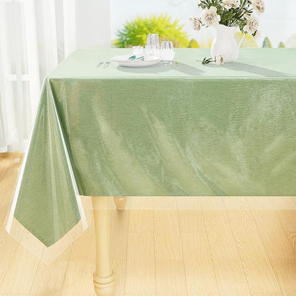 Smiry Rectangle Table Cloth 54x78 Inch, Waterproof Wipeable Vinyl Tablecloths Protector, Oil Spill Proof Plastic Table Cover for Dining, Picnic, Camping, Outdoor, Clear
