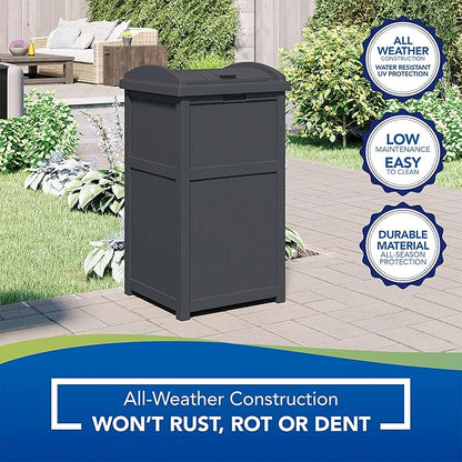 Suncast 2 Pack Trash Hideaway Refuse Container, Stylish Resin Outdoor Garbage Bin with Latching Lid, 30 to 33 Gallon Capacity, Cyberspace