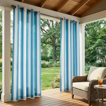 2 Panels Outdoor Stripe Curtains - Image 2