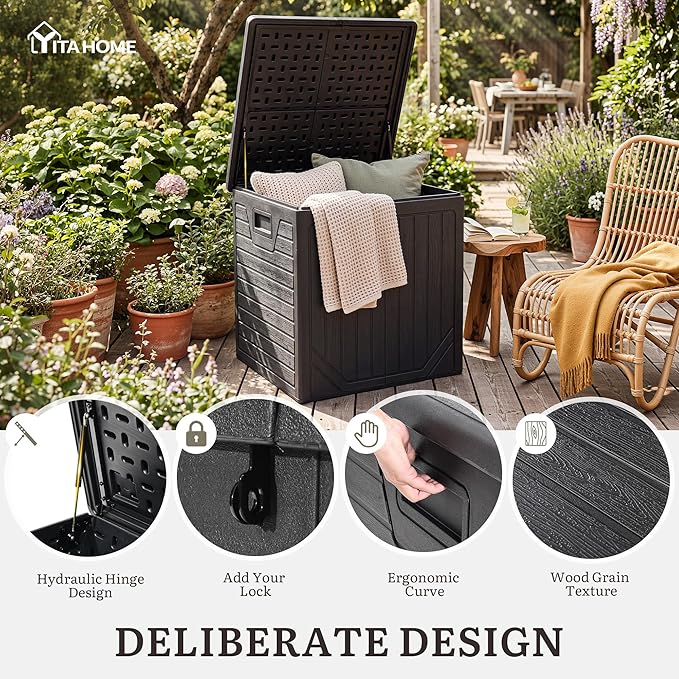 YITAHOME 150 Gallon Large Outdoor Storage Box w/Double Wall | Waterproof Deck - Image 3