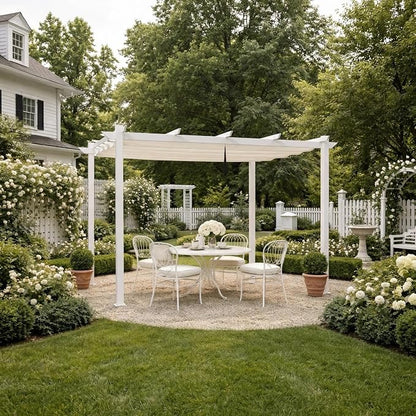 PURPLE LEAF Outdoor Pergola 10' x 13' White Pergola, Double Canopy, anchored - Image 11