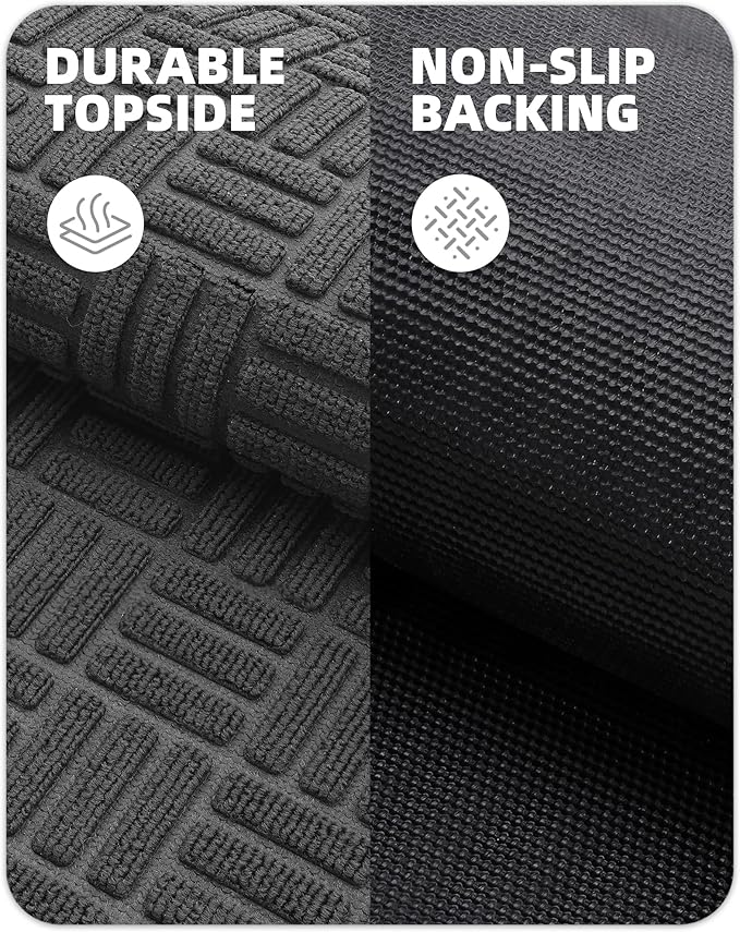 Color&Geometry Front Door Mat Outside Entrance, Heavy Duty Non Slip Low Profile Doormat for Entryway, Trap Dirt and Moisture Welcome Mats All-Weather, Easy Clean, Patio, Garage, 24"x36" Grey
