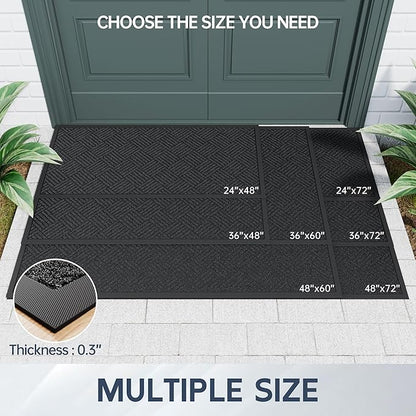 Front Door Mat, 6' x 4' Heavy Duty Indoor Outdoor Doormat, Non-Slip Backing Welcome Mats for Entryway, Low Profile, Commercial Door Mats