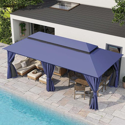 10'x20' Outdoor Gazebo, Metal Frame Heavy Duty Patio Canopy Tent Shelter - Image 4