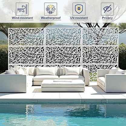 Outdoor Privacy Screen,72" H×47" W Metal Privacy Screen, Freestanding Privacy Fence Panels for Patio