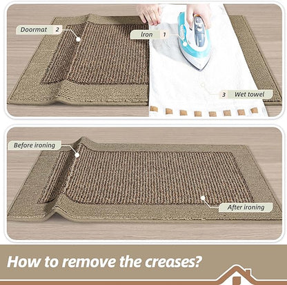 BEQHAUSE Indoor Door Mat 24" x 60", Dirt Trapper Door Mats Non-Slip Entryway Rugs Washable, Resist Dirt Absorbent Welcome Mat, Low Profile Floor Mats for Front Back Door and Entryway, Taupe