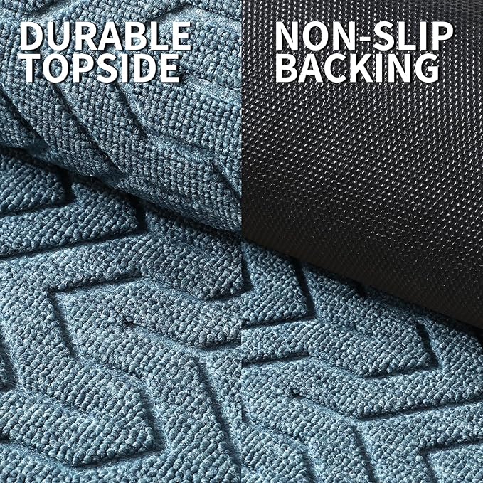 Yimobra Large Door Mat Outside Entrance 36x24, Waterproof Heavy Duty Outdoor Mats for Front Door, Non Slip Rubber Entry Mat for Garage Patio Indoor, Easy Clean, Mix Blue