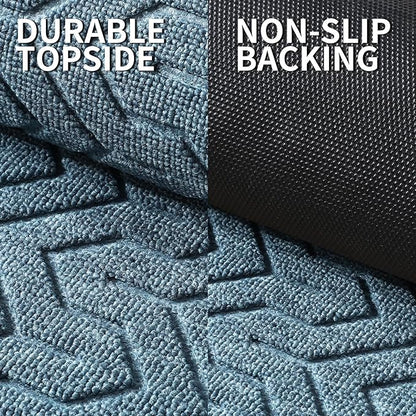 Yimobra Large Door Mat Outside Entrance 47x32, Waterproof Heavy Duty Outdoor Mats for Front Door, Non Slip Rubber Entry Mat for Garage Patio Indoor, Easy Clean, Mix Blue