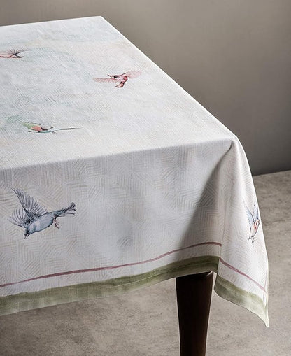 Maison d' Hermine Table Cloth Rectangle Table 100% Cotton 70 x 120 Inches Tablecloth Reusable Decorative for Dining Room, Farmhouse, Home, Party, Festive & Wedding Spring Summer - Flying Birds