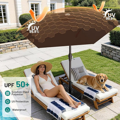 7.5FT Patio Umbrella Table Market Umbrella w/Tilt and Crank, Heavy-Duty Outdoor - Image 5