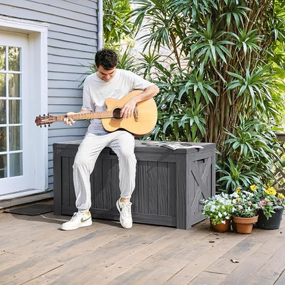 Greesum 120 Gallon Deck Box, Resin Outdoor Storage Container, Garden Tools - Image 6
