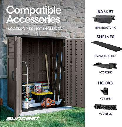 Suncast 54 Cu Ft Medium Vertical Storage Shed, Made in USA - Image 8