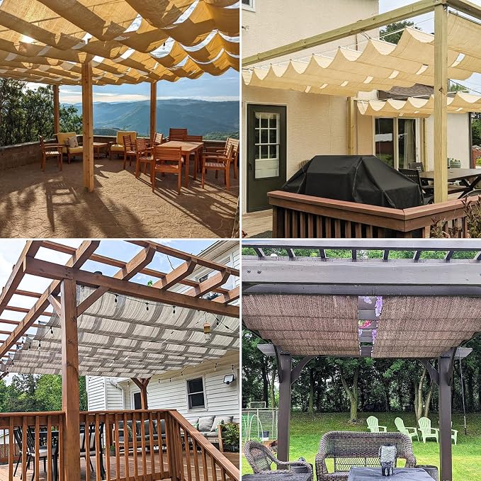 Windscreen4less 4' x 39' Retractable Sun Shade Canopy Cover Sliding Wave Shade - Image 2