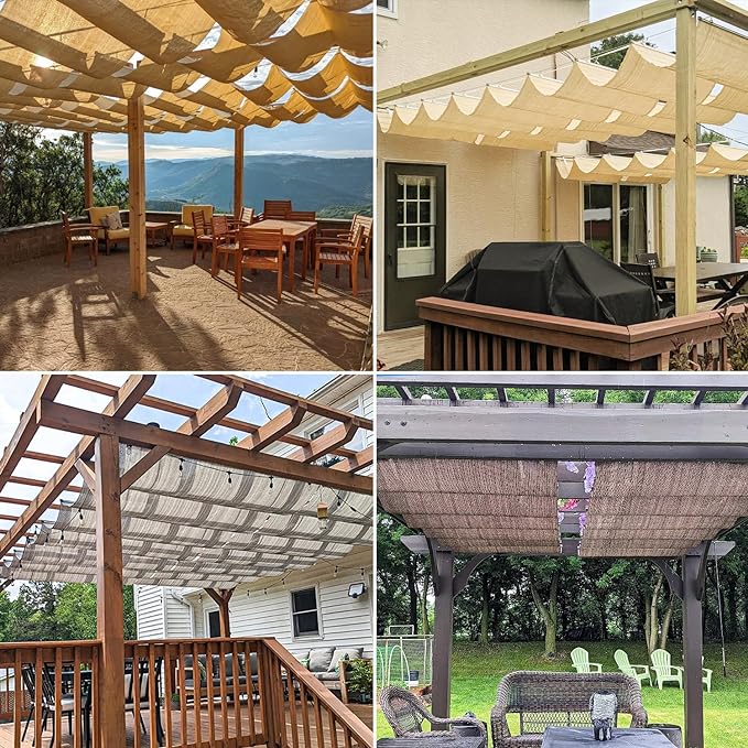 Windscreen4less 3' x 39' Retractable Sun Shade Canopy Cover Sliding Wave Shade - Image 2