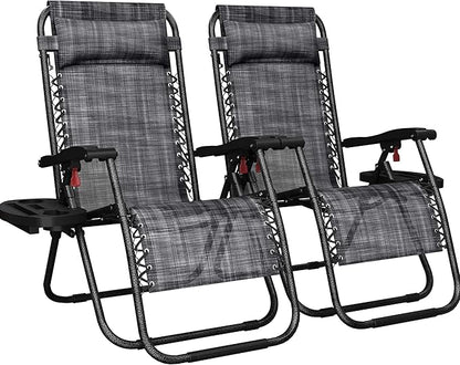 Yaheetech 26" Zero Gravity Recliners Adjustable Set of 2, Cup Holder Trays and by Unknown