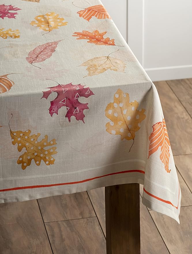 Maison d' Hermine Table Cloth Rectangle Table 100% Cotton 70 x 120 Inches Fall Tablecloth Reusable Everyday Use for Thanksgiving Christmas Decorations Dining Farmhouse Party (Colours of Autumn)