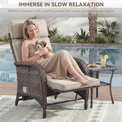 Zero Gravity Wicker Patio Recliner Chairs Set of 2 - Image 4