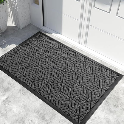 Yimobra Extra Large Door Mat 60x36, All-Weather Waterproof Outdoor Mats for Front Door, Non Slip Rubber Doormat for Patio Proch Outside Entryway Indoor, Mix Grey